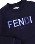 Fendi Unisex Kids Logo Sweater Navy