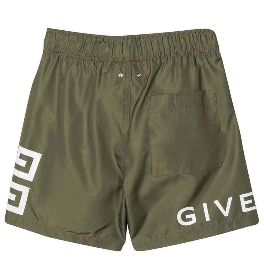 Givenchy Boys Logo Swim-Shorts Khaki