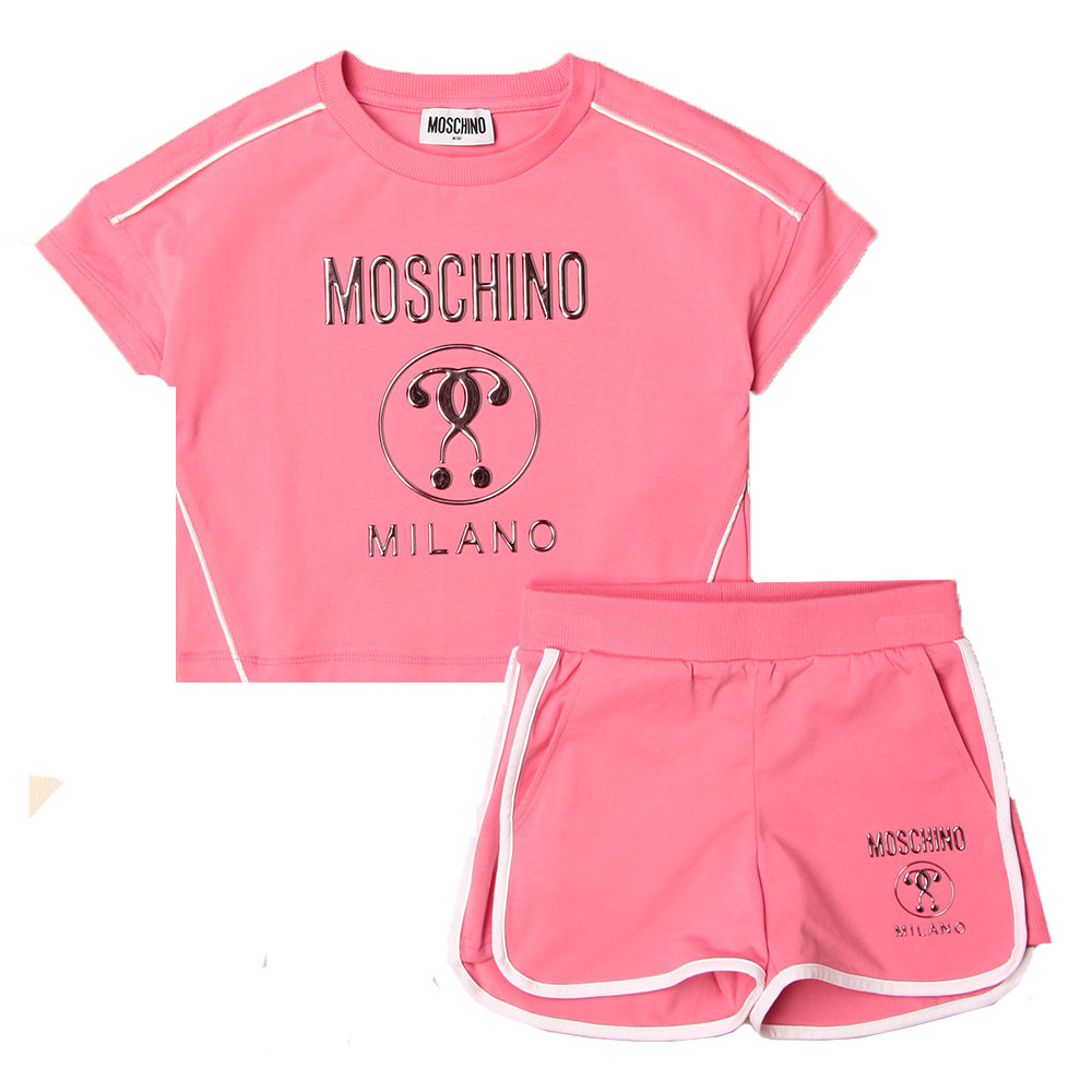 Moschino Girls T-shirt and Shorts Set Pink