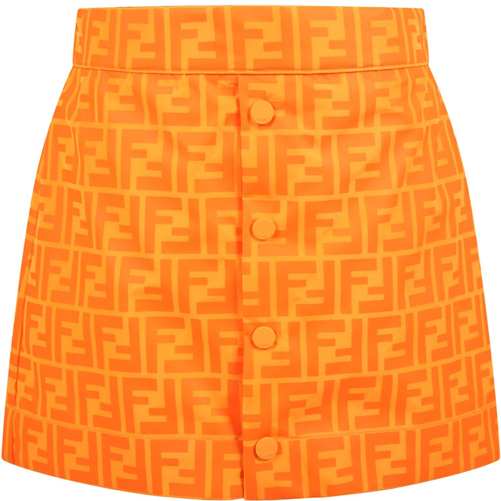 Fendi Girls FF Logo Skirt Orange