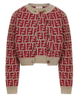 Fendi Girls FF Logo Knitted Cardigan And Vest Set Multicolour