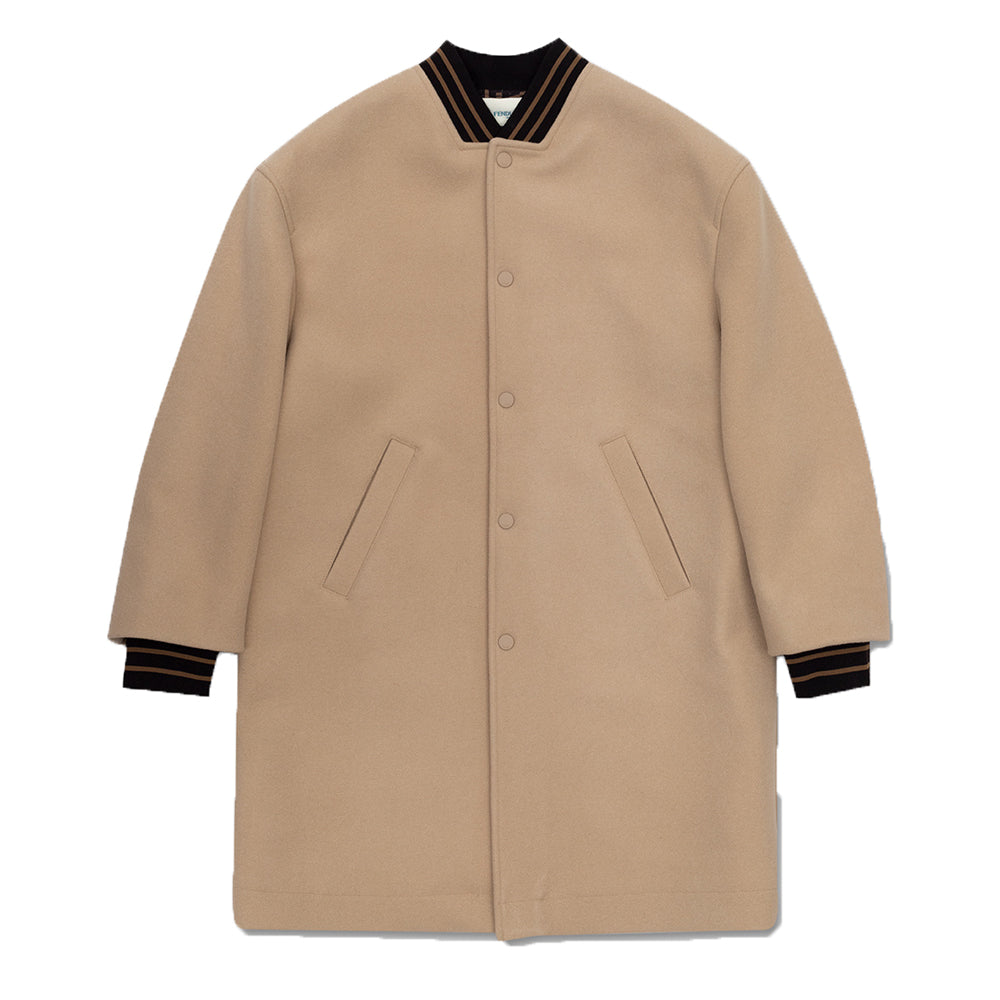 Fendi Girls Logo Wool Coat Beige