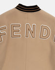 Fendi Girls Logo Wool Coat Beige