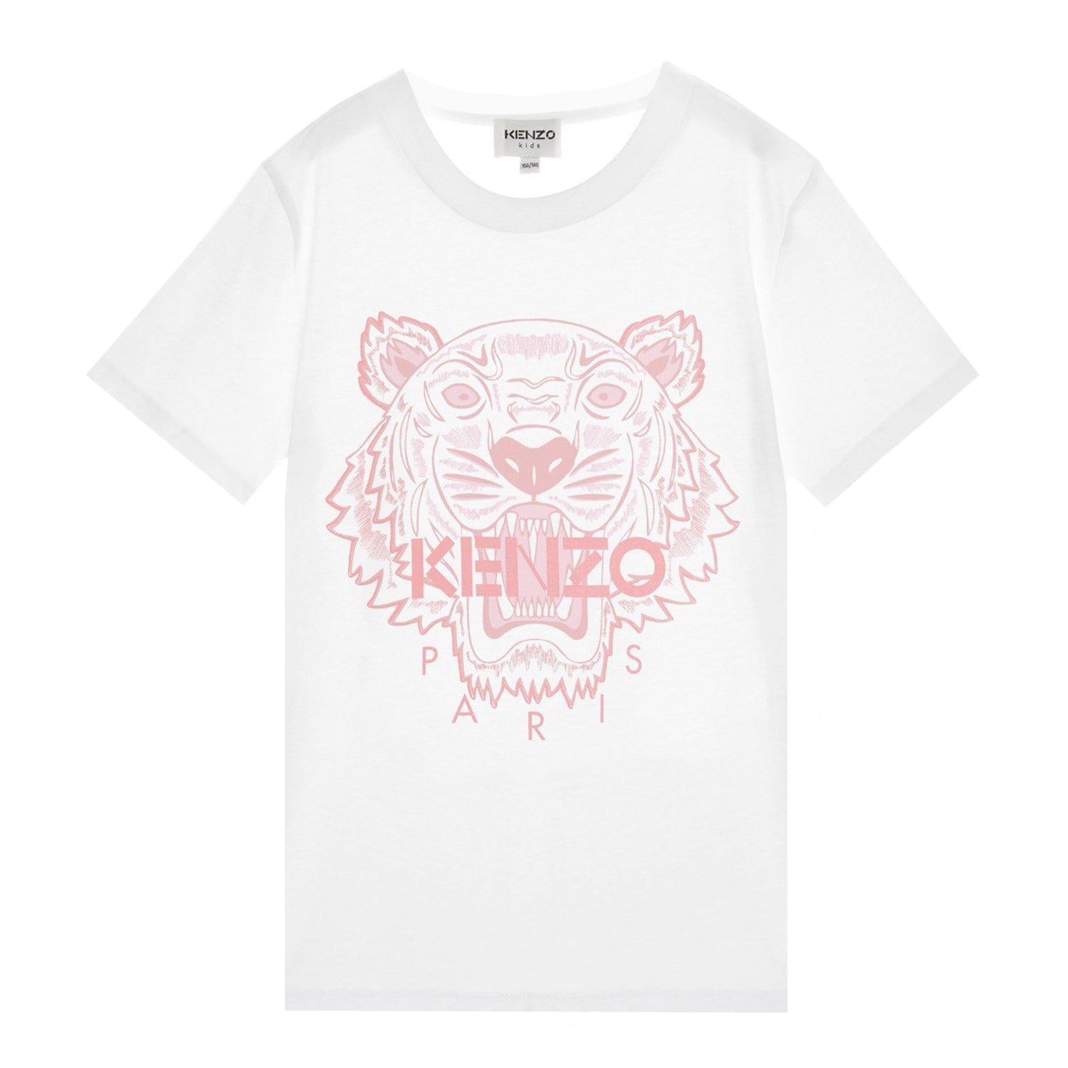 Kenzo Girls Tiger Logo T-Shirt White