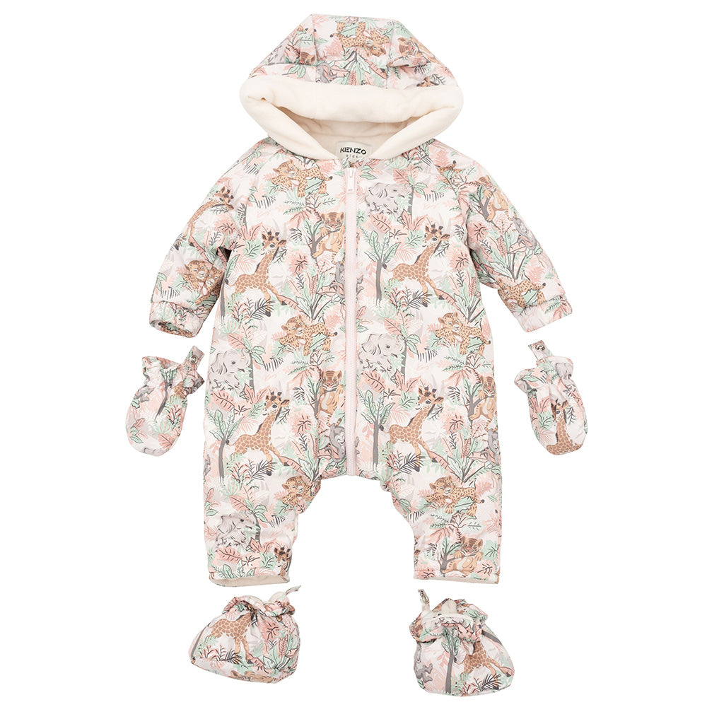 Kenzo Baby Girls Animal Print Snowsuit Pink