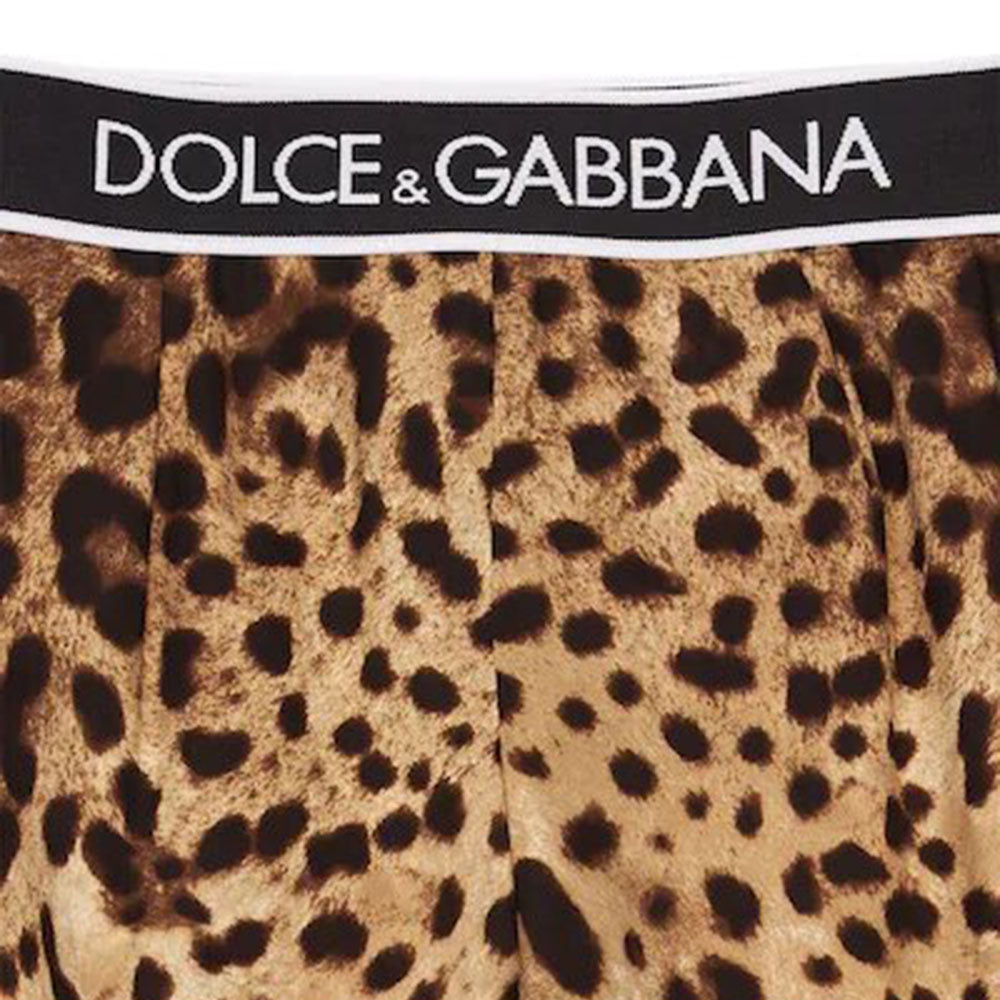 Dolce &amp; Gabbana Girls Leopard Print Silk Leggings Brown