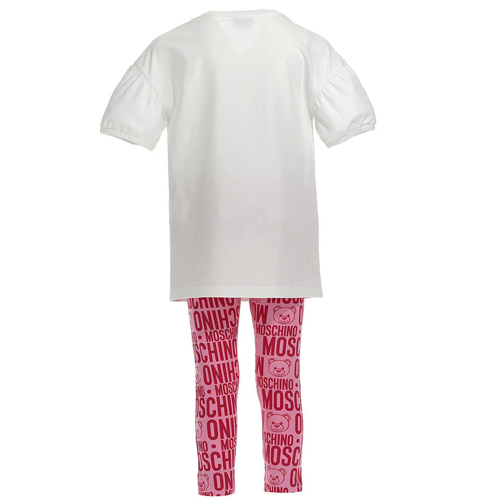 Moschino Girls Top and Pants Set White