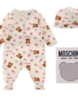 Moschino Baby Girls Babygrow & Hat Gift Set White