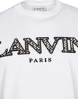 Lanvin Mens Curb Logo Appliquéd Cotton T-shirt White