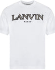 Lanvin Mens Curb Logo Appliquéd Cotton T-shirt White