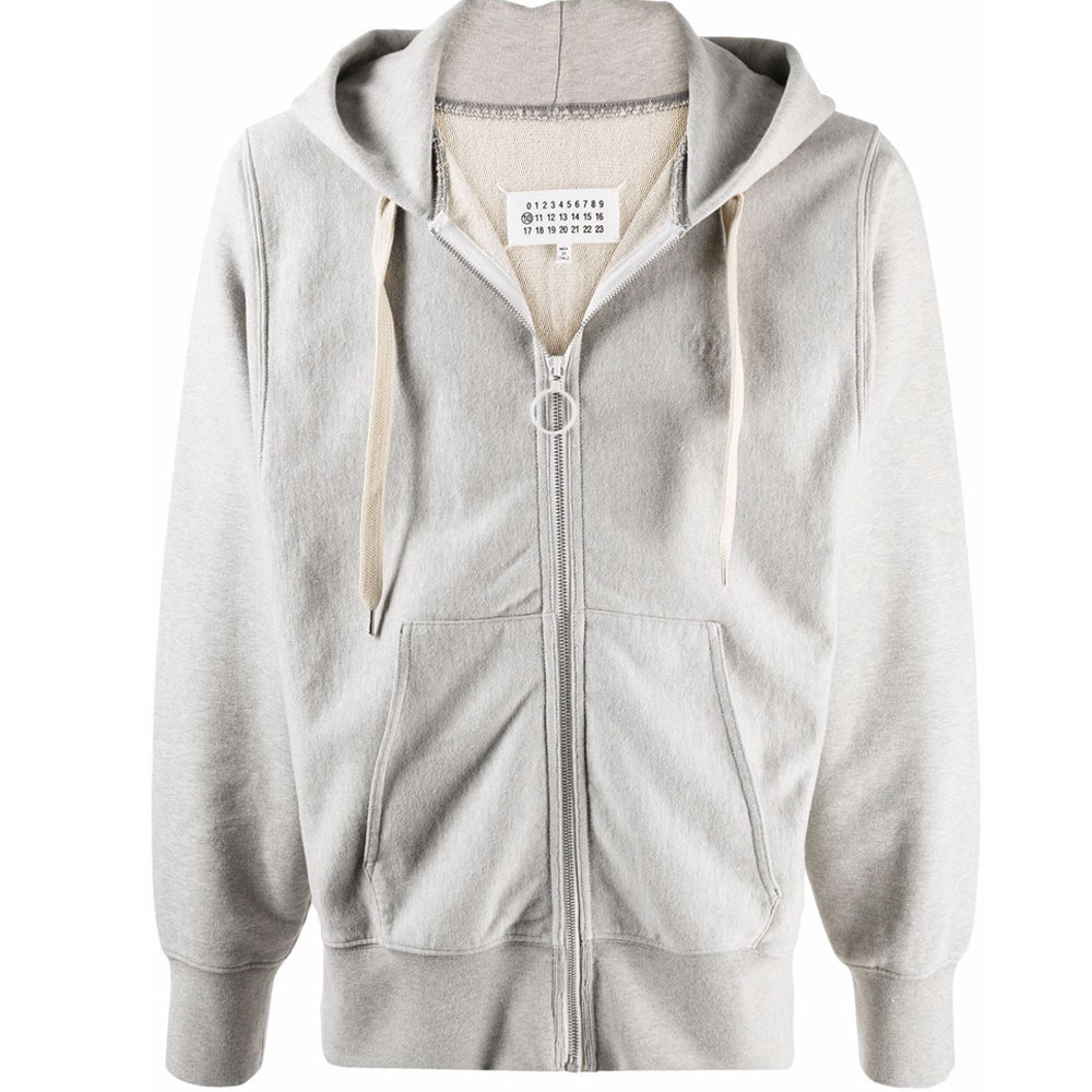 Maison Margiela Plain Grey Zipped Hoodie Grey