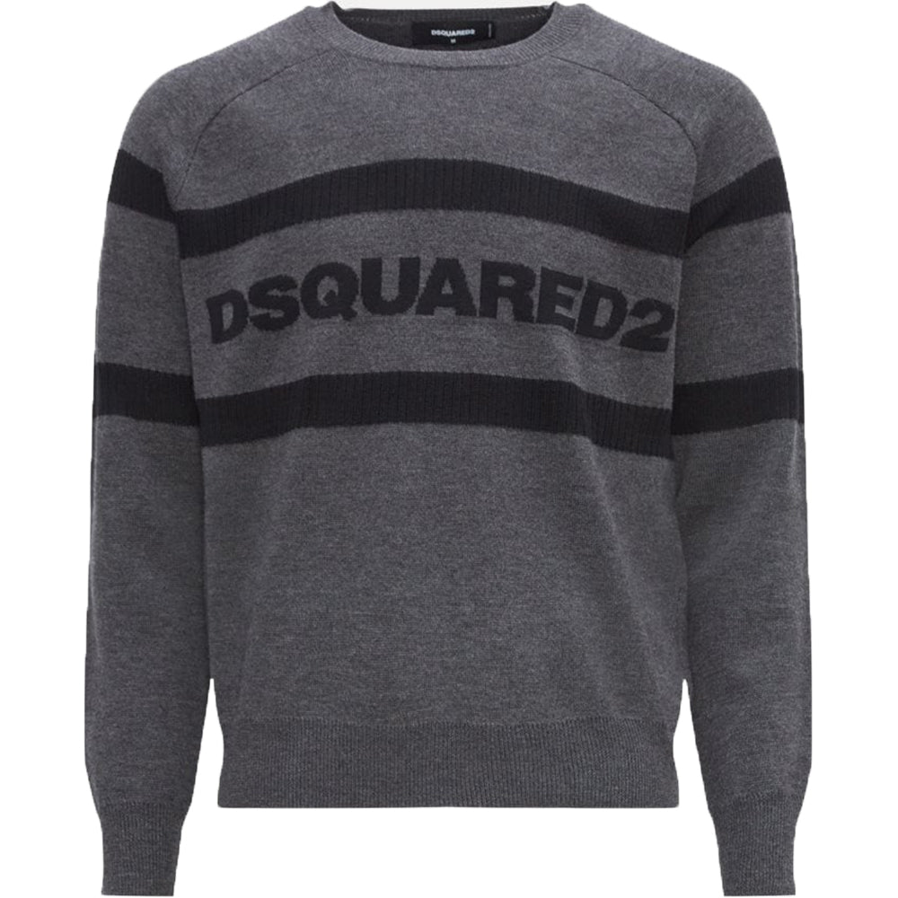 Dsquared2 Mens Twin Line Knitted Jumper Grey