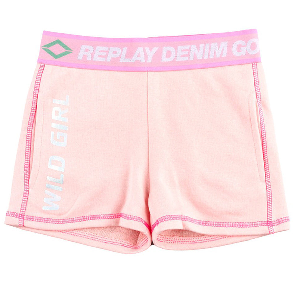 Replay Girls Wild Logo Shorts Pink