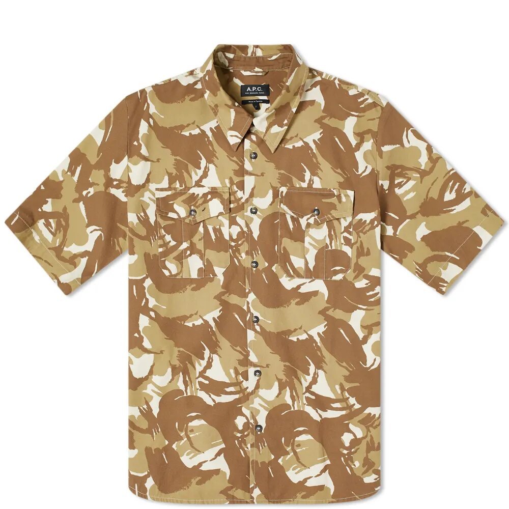 A.P.C Men's Short Sleeved Joey Shirt Camouflage - A.p.cShirts