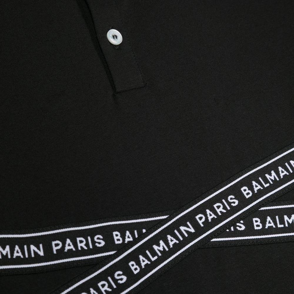 Balmain Boys Tape Logo Polo Black - Balmain KidsPolos