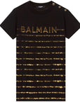 Balmain Girls Gold Stripe T-Shirt Black - Balmain KidsDresses