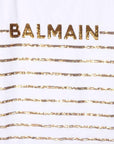 Balmain Girls Gold Stripe T-Shirt White - Balmain KidsT-shirts