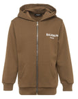 Balmain Logo Hoodie Khaki - Balmain KidsHoodies