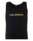 Balmain Logo Print Sleeveless Top Black - Balmain KidsVests