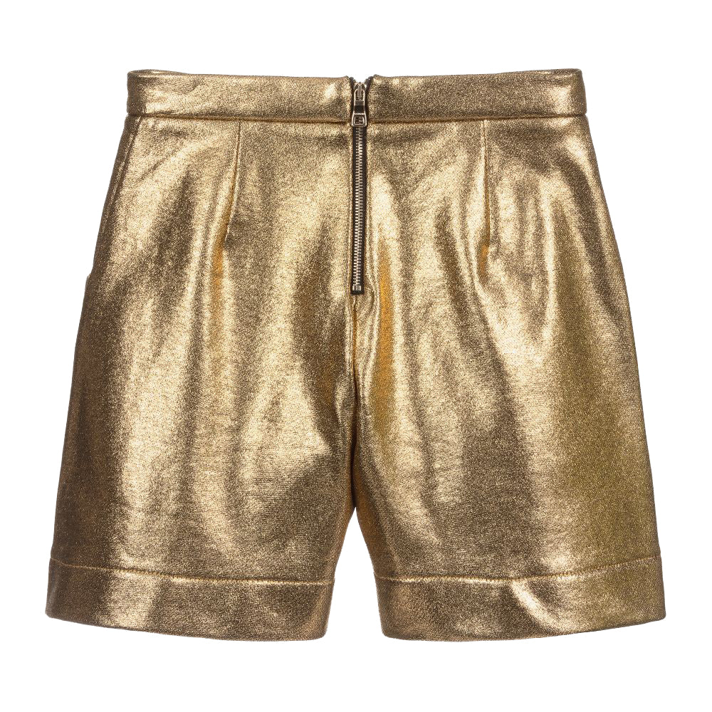 Balmain Teen Girls Metallic Shorts Gold - Balmain KidsShorts