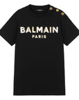 Balmain Unisex Golden Logo T-Shirt Black - Balmain KidsT-shirts