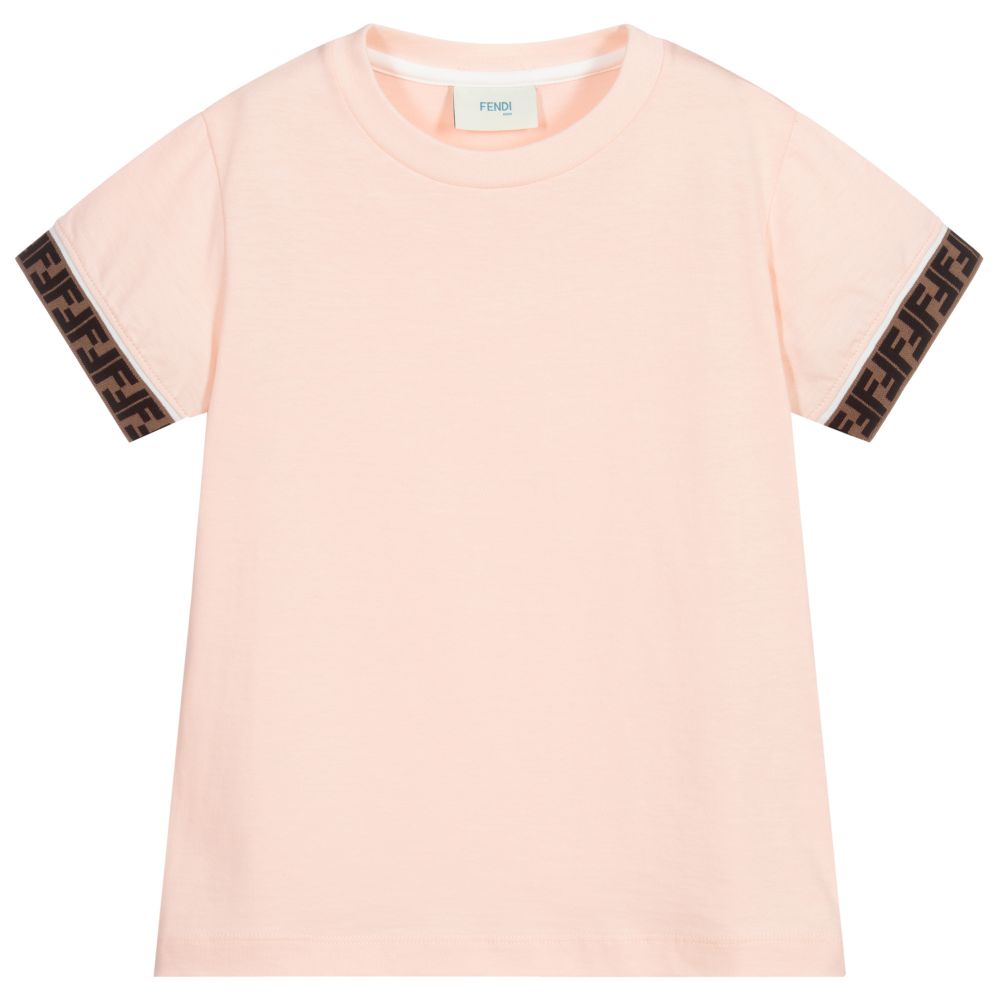 Fendi Kids FF Logo T-Shirt Pink