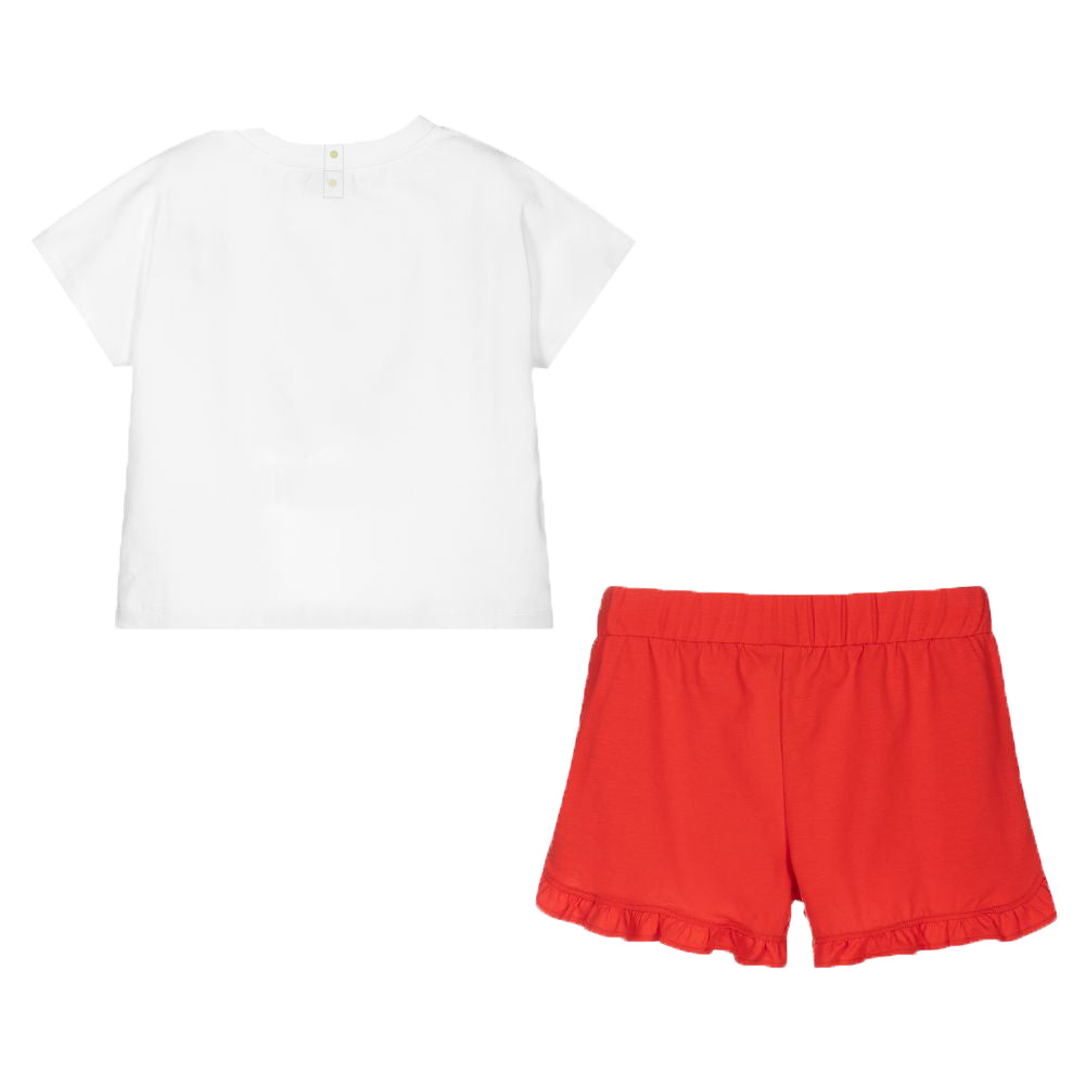Moschino Baby Girls Bear Strawberry T-Shirt &amp; Shorts Set White