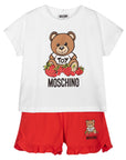 Moschino Baby Girls Bear Strawberry T-Shirt & Shorts Set White